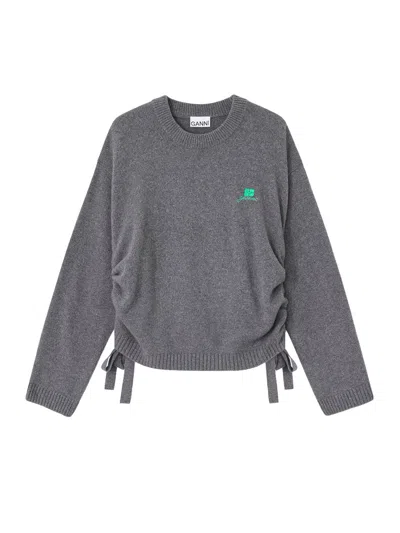 Ganni Wool Blend Sweater In Gray