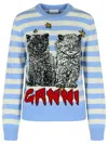 Ganni Wool Blend Sweater In Light Blue