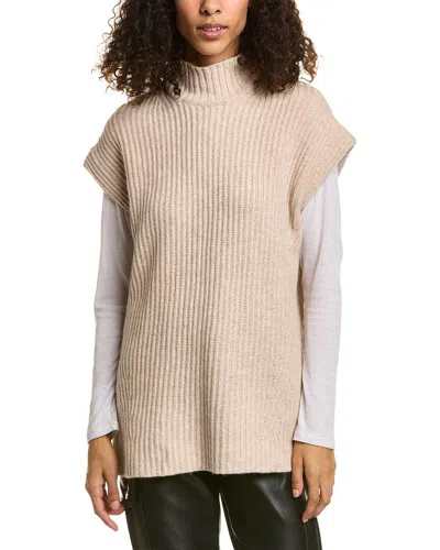 Ganni Wool-blend Sweater Vest In Beige
