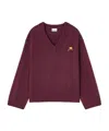 Ganni V-neck Knit Sweater In Burgundy