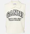 Ganni Wool Collared Sweater Vest In Brown
