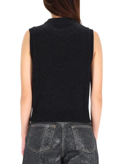 Ganni Wool Blend Vest In Gray