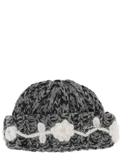 Ganni Wool Cap In Multi