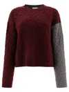 Ganni Wool Cashmere Cable Oversized O-neck Pullover Knitwear Bordeaux In Red