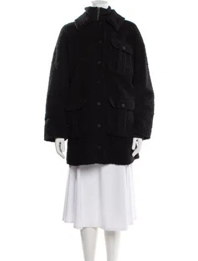 Pre-owned Ganni Wool Coat In Black