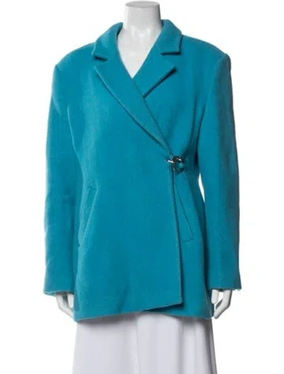 Pre-owned Ganni Wool Coat In Blue