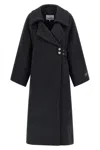 Ganni Wool Coat In Gray