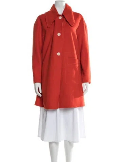 Pre-owned Ganni Wool Coat In Orange