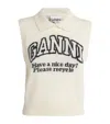 Ganni Wool Collared Sweater Vest In Beige