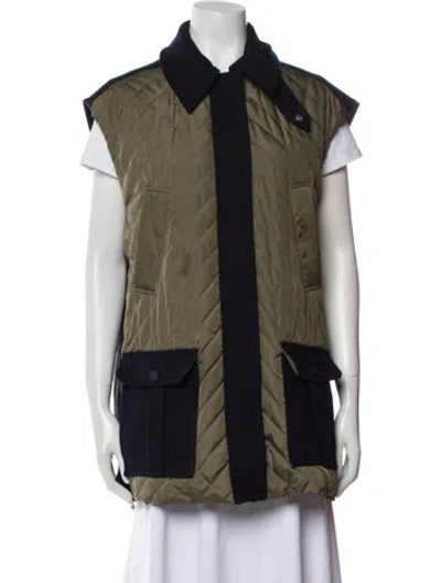 Pre-owned Ganni Wool Colorblock Pattern Vest In Green
