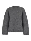 Ganni Wool And Cotton Sweater In Grey