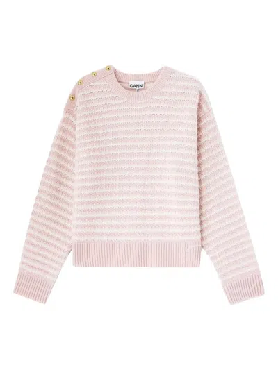 Ganni Wool Cotton Jersey In Pink