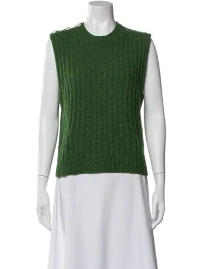 Pre-owned Ganni Wool Crew Neck Sweater In Green