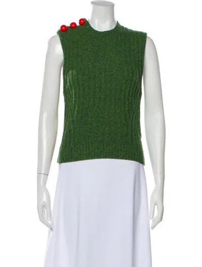 Pre-owned Ganni Wool Crew Neck Sweater In Green