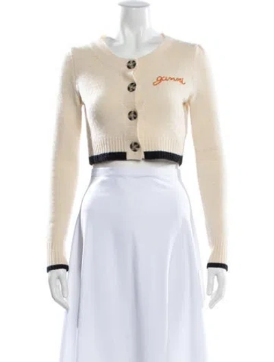 Pre-owned Ganni Wool Crew Neck Sweater In Neutral