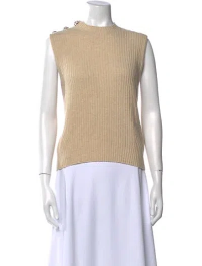 Pre-owned Ganni Wool Crew Neck Sweater In Neutral