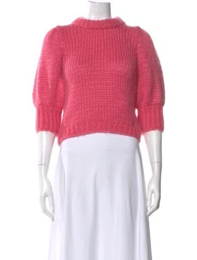 Pre-owned Ganni Wool Crew Neck Sweater In Pink