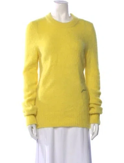 Pre-owned Ganni Wool Crew Neck Sweater In Yellow