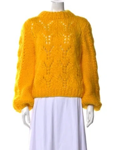 Pre-owned Ganni Wool Crew Neck Sweater In Yellow