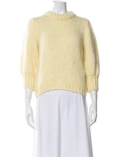 Pre-owned Ganni Wool Crew Neck Sweater In Yellow