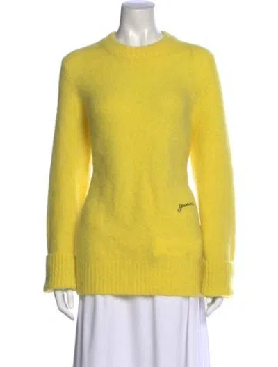 Pre-owned Ganni Wool Crew Neck Sweatshirt In Yellow