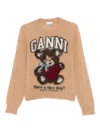Ganni Printed Alpaca Wool Blend Sweater In Nude