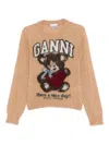 Ganni Printed Alpaca Wool Blend Sweater In Neutral