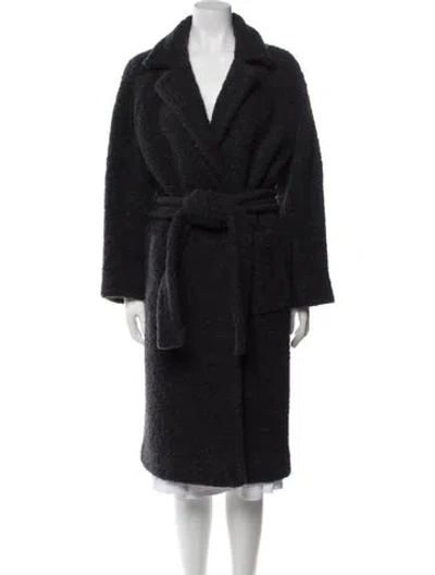 Pre-owned Ganni Wool Faux Fur Coat In Black