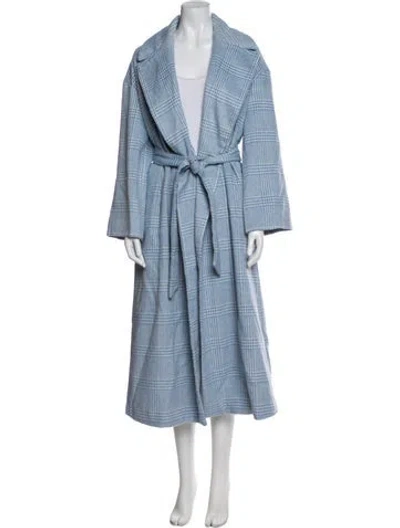 Pre-owned Ganni Wool Faux Fur Coat In Blue