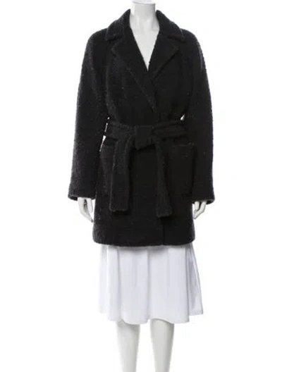 Pre-owned Ganni Wool Faux Fur Coat In Gray