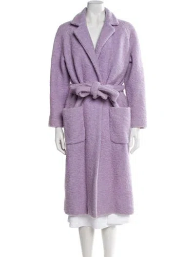 Pre-owned Ganni Wool Faux Fur Coat In Purple
