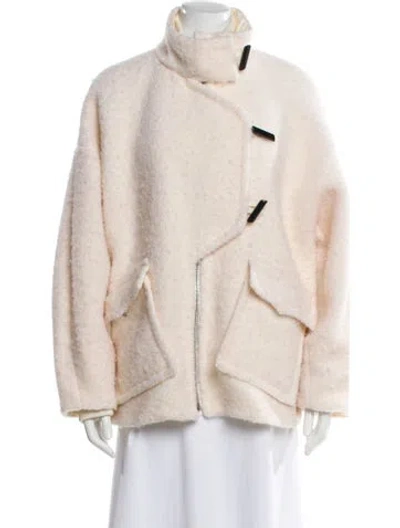 Pre-owned Ganni Wool Faux Fur Jacket In Neutral