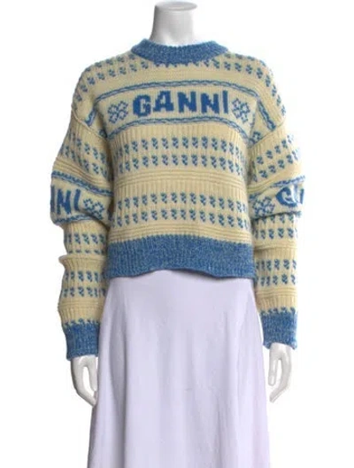 Pre-owned Ganni Wool Graphic Print Sweater In Multi