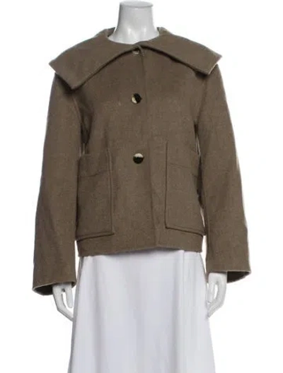 Pre-owned Ganni Wool Jacket In Neutral
