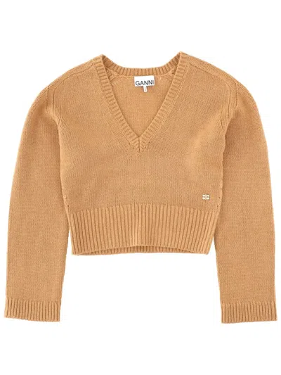 Ganni Wool Jersey. In Gold