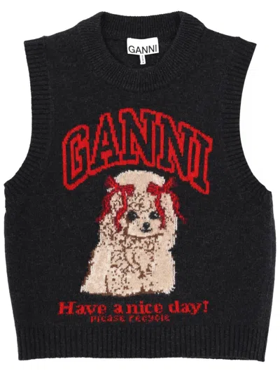 GANNI GANNI WOOL JERSEY WAISTCOAT