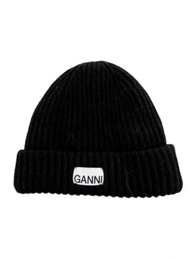 Pre-owned Ganni Wool Knit Beanie In Black