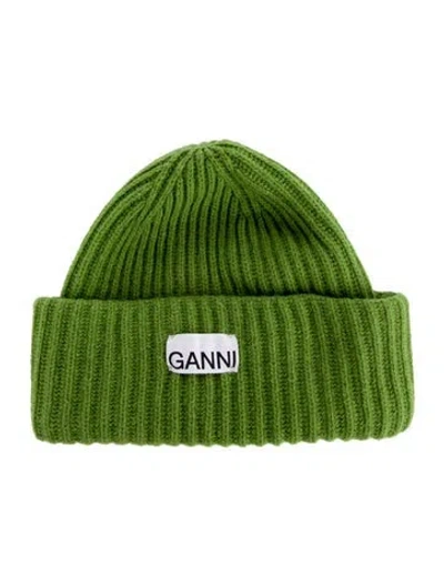 Pre-owned Ganni Wool Knit Beanie In Green