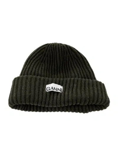 Pre-owned Ganni Wool Knit Beanie In Green