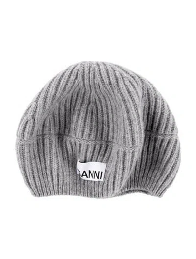 Pre-owned Ganni Wool Knit Beret In Gray