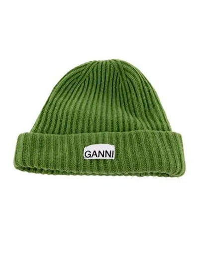 Pre-owned Ganni Wool Knitted Beanie In Green
