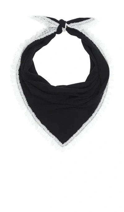 Ganni Wool Lace Triangular Scarf In Blue