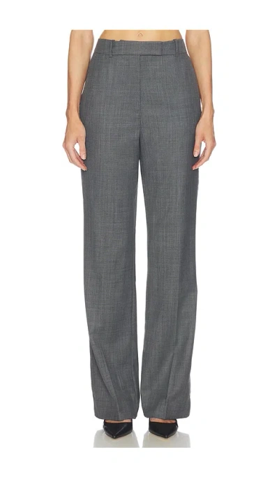 Ganni Wool Melange Suiting Straight Pant In Blue