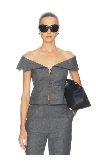 Ganni Wool Melange Suiting Vest In Gold