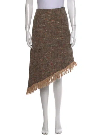 Pre-owned Ganni Wool Midi Length Skirt W/ Tags In Brown