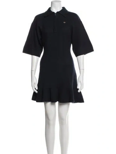 Pre-owned Ganni Wool Mini Dress In Blue