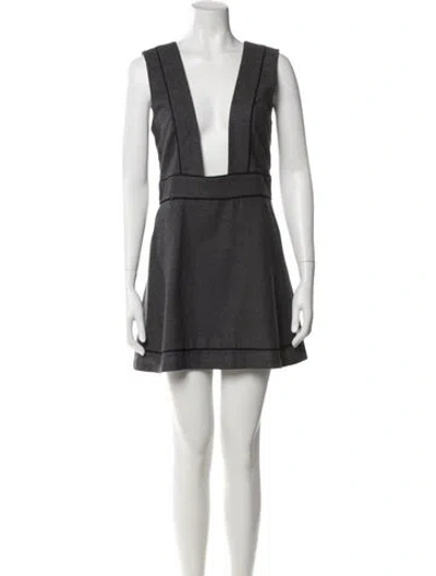 Pre-owned Ganni Wool Mini Dress In Gray