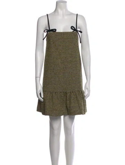 Pre-owned Ganni Wool Mini Dress In Multi