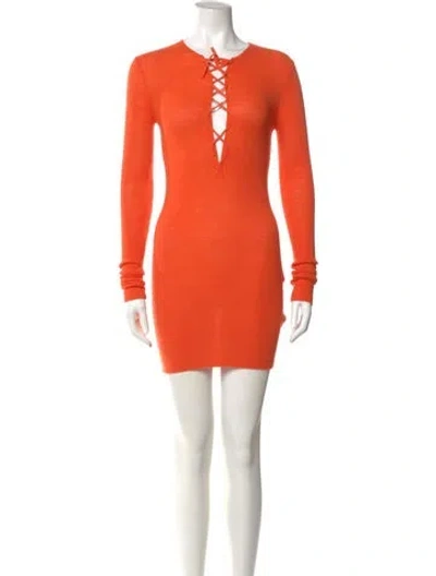 Pre-owned Ganni Wool Mini Dress In Orange