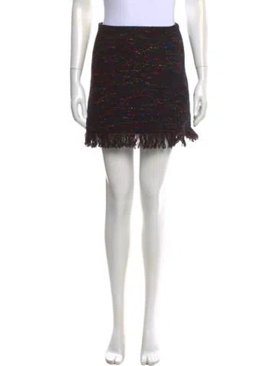 Pre-owned Ganni Wool Mini Skirt In Black